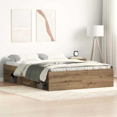 Bedframe zonder matras spaanplaat artisanaal eikenkleurig