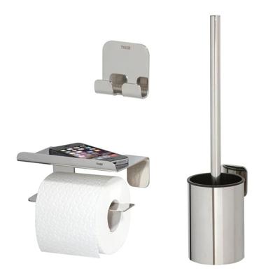 Tiger Colar Toilet Accessoireset - toiletrolhouder - met planchet - toiletborstelhouder - handdoekhaak - zelfklevend - gepolijst RVS 1314400302 Tiger Colar Toilet Accessoireset - toiletrolhouder - met planchet - toiletborstelhouder - handdoekhaak - zelfklevend - gepolijst RVS 1314400302