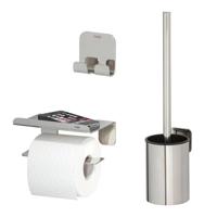 Tiger Colar Toilet Accessoireset - toiletrolhouder - met planchet - toiletborstelhouder - handdoekhaak - zelfklevend - gepolijst RVS 1314400302 - thumbnail