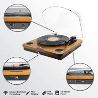 Akai ATT-11BT Platenspeler met riemaandrijving, bruin - thumbnail