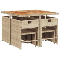 9-delige Tuinset met kussens poly rattan beige - thumbnail