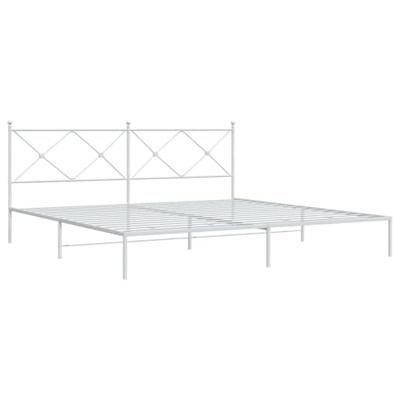 Bedframe met hoofdbord metaal wit 200x200 cm - thumbnail