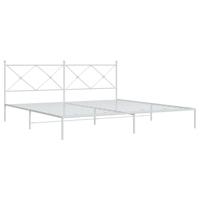 Bedframe met hoofdbord metaal wit 200x200 cm - thumbnail