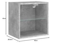 Nachtkastje met LED's wandgemonteerd betongrijs - thumbnail