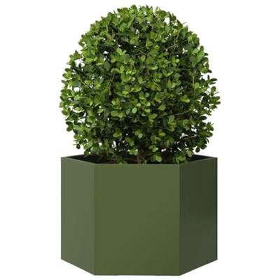 Plantenbak zeshoek 69x60x45 cm staal olijfgroen Plantenbak zeshoek 69x60x45 cm staal olijfgroen