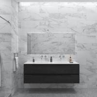 Badkamermeubelset Gliss Design Hera Mat Zwart 160cm 4 Laden Zwart Eiken (Keuze Wastafel) - thumbnail