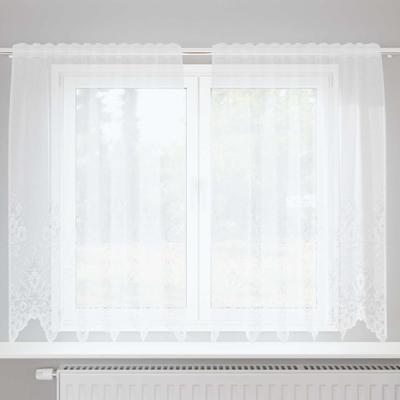 VidaXL Kantgordijn met gordijnen bloemen wit 180 x 150 cm polyester