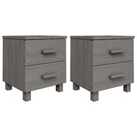 Nachtkastjes HAMAR 2 st 40x35x44,5 cm grenenhout lichtgrijs - thumbnail
