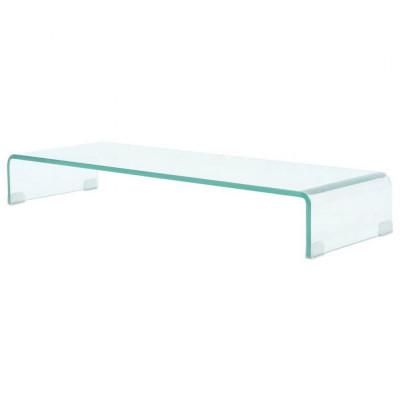 VidaXL Tv-meubel/monitorverhoger transparant 90x30x13 cm glas