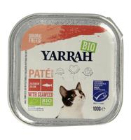 Yarrah Biologisch kattenvoer paté met zalm natvoer 16x100gr - thumbnail