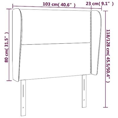 Hoofdbord met randen 103x23x118/128 cm kunstleer grijs