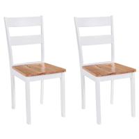 Eetkamerstoelen 2 st massief rubberwood wit - thumbnail