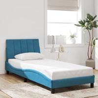 Bedframe met LED-verlichting fluweel blauw 90x190 cm - thumbnail