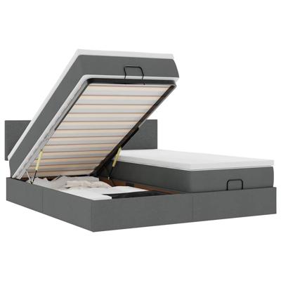 Ottoman bed met matrassen en LED's 160x200cm stof donkergrijs