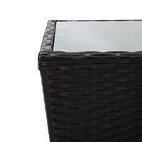 3-delige Bistroset met kussens poly rattan en glas zwart - thumbnail