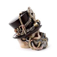 Steampunk Schedel met gasmasker & hoge hoed - thumbnail