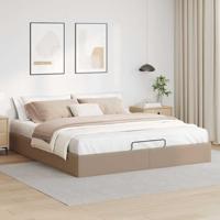 Bedframe zonder matras 200x200 cm kunstleer cappuccinokleurig - thumbnail
