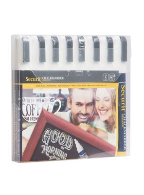 Securit krijtmarker medium, etui van 8 stuks, wit
