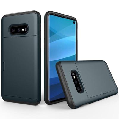 Schokbestendig robuuste Armor beschermende case voor Galaxy S10e met kaartsleuf (marineblauw)