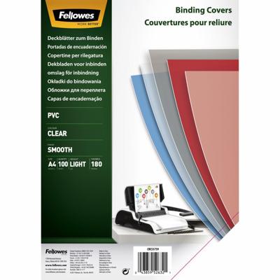 Voorblad fellowes a4 pvc 180micron transparant Voorblad fellowes a4 pvc 180micron transparant