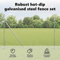 VidaXL Hek met paal zilver 1,5 x 10 m staal en pvc - thumbnail