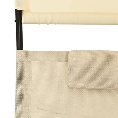 Ligbed tweepersoons met luifel textileen crmekleurig - thumbnail