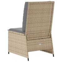 Tuinbank verstelbaar met kussens poly rattan beige - thumbnail