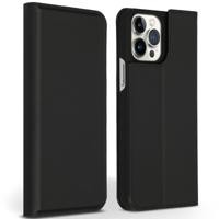 Accezz Premium Leather Slim Book Case voor Apple iPhone 13 Pro Max Telefoonhoesje Zwart - thumbnail