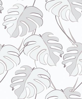 Novamur Kylie Behang met lila grijze monstera print - 81604