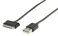 Valueline VLMP39200B1.00 USB 2.0 1 m 30-pins datakabel voor Samsung Galaxy Tab en Note - Zwart - thumbnail