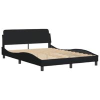 Bedframe met LED zonder matras 140x190 cm stof zwart - thumbnail