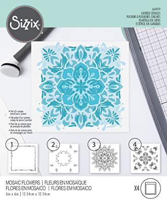 Sizzix • layered stencils mosaic flowers 4stuks