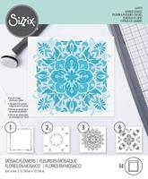 Sizzix • layered stencils mosaic flowers 4stuks - thumbnail