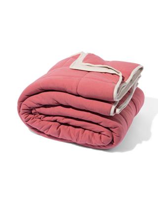 HEMA Bedsprei jersey ruit beige/rood 260x235 (beige)