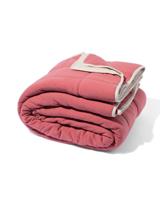 HEMA Bedsprei jersey ruit beige/rood 260x235 (beige) - thumbnail