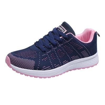 Mesh ademend platte sneakers Running schoenen casual schoenen voor vrouwen grootte: 35 (blauw roze)
