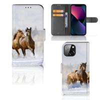iPhone 13 Mini | Telefoonhoesje | Met pasjeshouder | Paarden - thumbnail