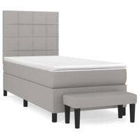 Boxspring met matras stof lichtgrijs 100x200 cm - thumbnail