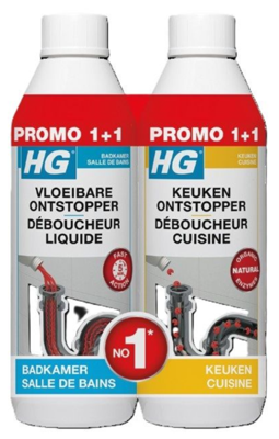 HG Vloeibare Badkamer + Keuken Ontstopper Promopack HG Vloeibare Badkamer + Keuken Ontstopper Promopack