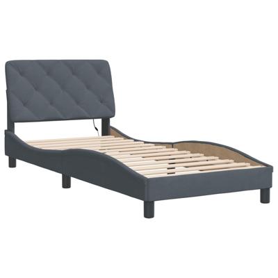 Bedframe met LED-verlichting fluweel donkergrijs 90x190 cm