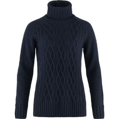 Fjallraven Övik Cable Knit Roller Neck Dames Trui Dark Navy S Fjallraven Övik Cable Knit Roller Neck Dames Trui Dark Navy S