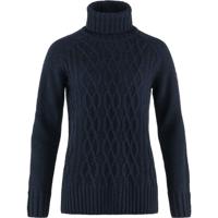 Fjallraven Övik Cable Knit Roller Neck Dames Trui Dark Navy S - thumbnail