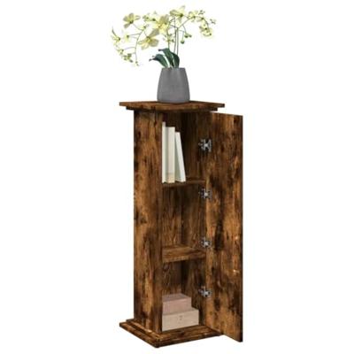 Sokkel met opbergruimte 31x30x90 cm bewerkt hout gerookt eiken - thumbnail