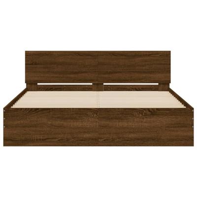 Bedframe met hoofdeinde en LED bruin eikenkleur 160x200 cm