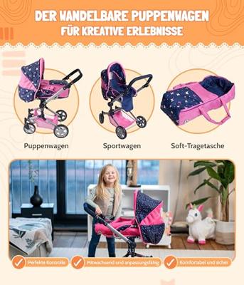 Combi-poppenwagen Jara - Unicorn Combi-poppenwagen Jara - Unicorn