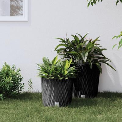 VidaXL Plantenbak uitneembare bak rattan-look 15/15,3 l pp antraciet VidaXL Plantenbak uitneembare bak rattan-look 15/15,3 l pp antraciet