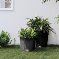 VidaXL Plantenbak uitneembare bak rattan-look 15/15,3 l pp antraciet - thumbnail