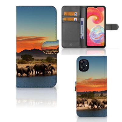 Samsung Galaxy A04e | Telefoonhoesje | Met pasjeshouder | Olifanten