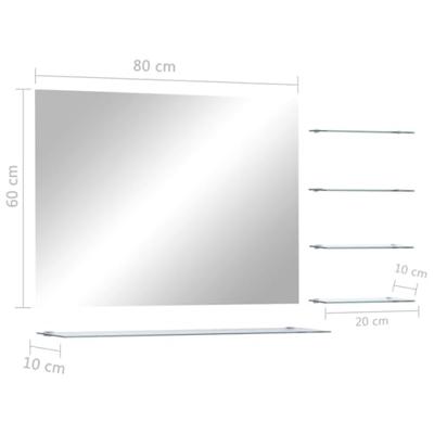 VidaXL Wandspiegel met 5 schappen 80x60 cm zilverkleurig