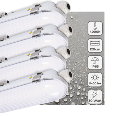 4 PACK - LED&apos;s Light Pro TL armatuur 120 cm - Energielabel B - Dimbaar licht - 5400 lm